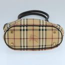BURBERRY Nova Check Hand Bag PVC Leather Beige Auth 101879-5