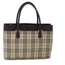 BURBERRY Nova Check Hand Bag Canvas Beige Auth 101880-13