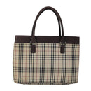 BURBERRY Nova Check Hand Bag Canvas Beige Auth 101880-2