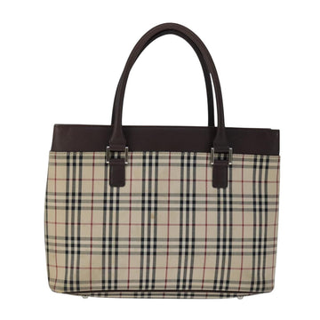 BURBERRY Nova Check Hand Bag Canvas Beige Auth 101880 - 0