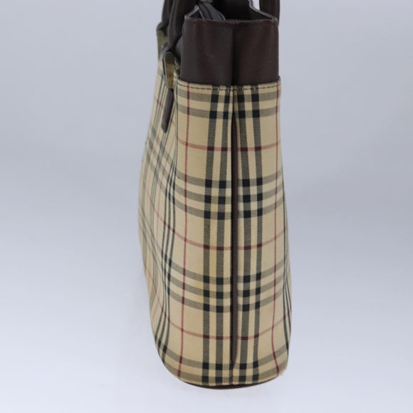BURBERRY Nova Check Hand Bag Canvas Beige Auth 101880