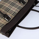 BURBERRY Nova Check Hand Bag Canvas Beige Auth 101880-6