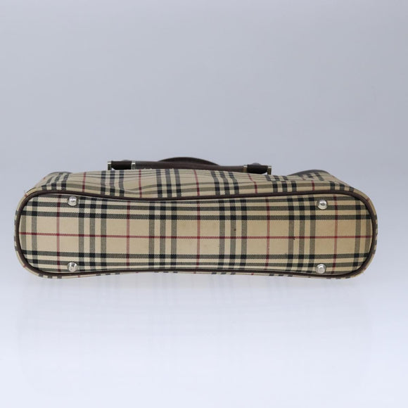 BURBERRY Nova Check Hand Bag Canvas Beige Auth 101880