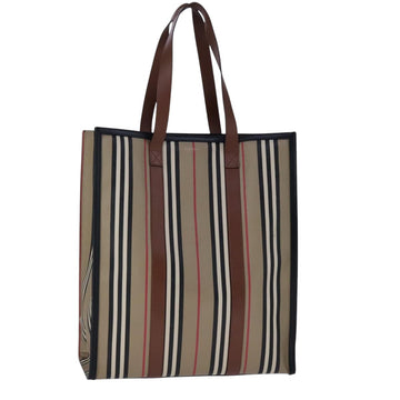 BURBERRY Nova Check Tote Bag PVC Leather Beige Auth 101908