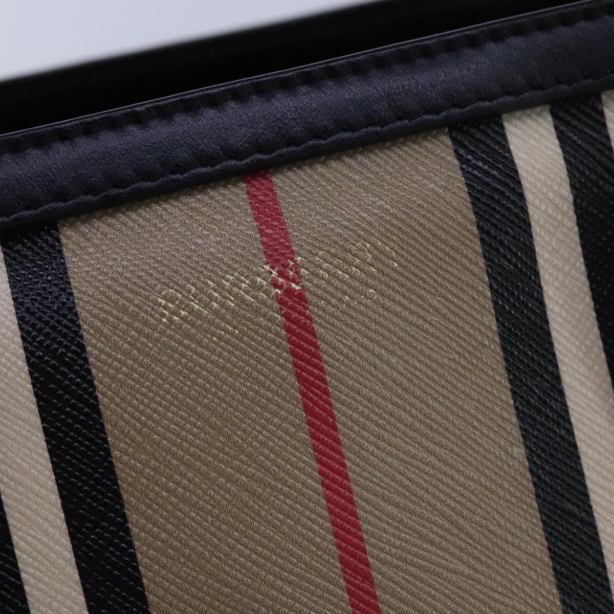 BURBERRY Nova Check Tote Bag PVC Leather Beige Auth 101908