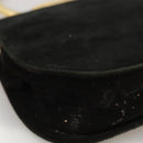 Salvatore Ferragamo Gancini Hand Bag Suede 2way Black Gold Auth 101932-15