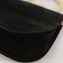 Salvatore Ferragamo Gancini Hand Bag Suede 2way Black Gold Auth 101932-16