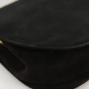 Salvatore Ferragamo Gancini Hand Bag Suede 2way Black Gold Auth 101932-17