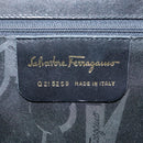 Salvatore Ferragamo Gancini Hand Bag Suede 2way Black Gold Auth 101932-11