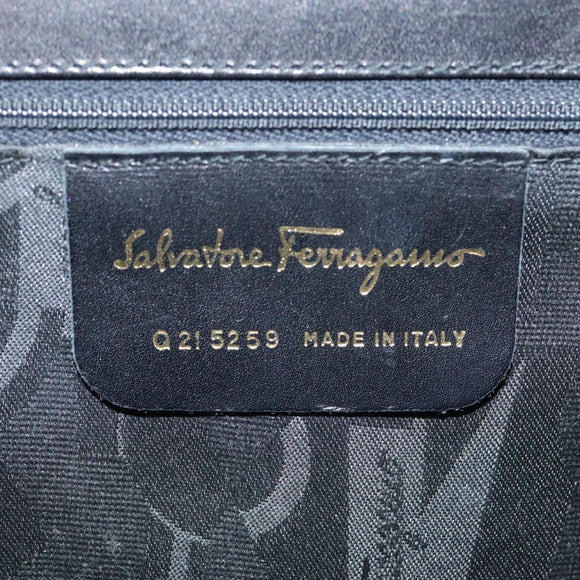 Salvatore Ferragamo Gancini Hand Bag Suede 2way Black Gold Auth 101932