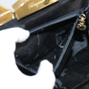 Salvatore Ferragamo Gancini Hand Bag Suede 2way Black Gold Auth 101932-23