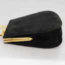 Salvatore Ferragamo Gancini Hand Bag Suede 2way Black Gold Auth 101932-5