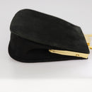 Salvatore Ferragamo Gancini Hand Bag Suede 2way Black Gold Auth 101932-6