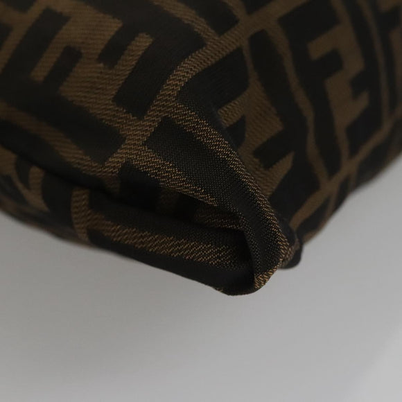 FENDI Zucca Canvas Drawstring Bag Brown Black Auth 101941