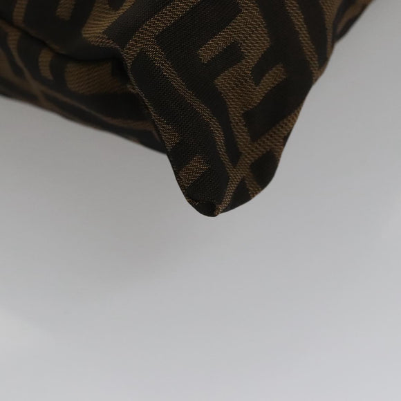 FENDI Zucca Canvas Drawstring Bag Brown Black Auth 101941
