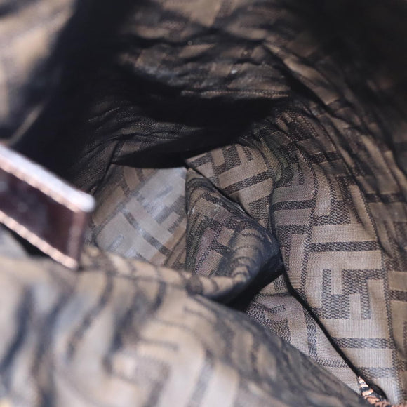 FENDI Zucca Canvas Drawstring Bag Brown Black Auth 101941