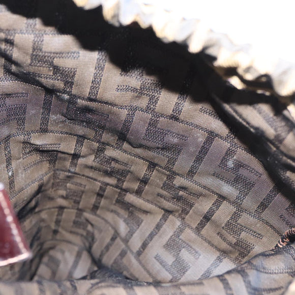 FENDI Zucca Canvas Drawstring Bag Brown Black Auth 101941