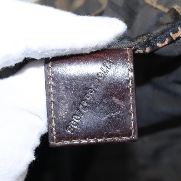 FENDI Zucca Canvas Drawstring Bag Brown Black Auth 101941