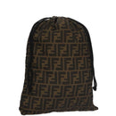 FENDI Zucca Canvas Drawstring Bag Brown Black Auth 101941-1