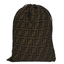 FENDI Zucca Canvas Drawstring Bag Brown Black Auth 101941-2