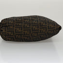 FENDI Zucca Canvas Drawstring Bag Brown Black Auth 101941-4