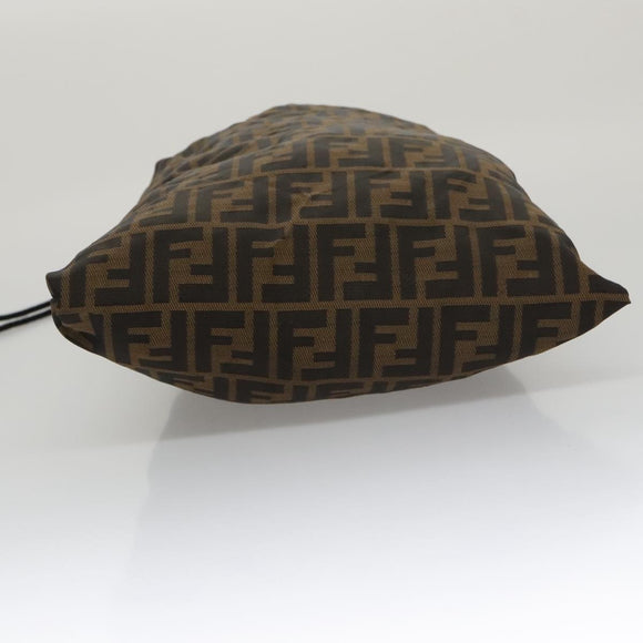 FENDI Zucca Canvas Drawstring Bag Brown Black Auth 101941