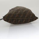 FENDI Zucca Canvas Drawstring Bag Brown Black Auth 101941-5