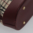 BURBERRY Nova Check Tote Bag Canvas Leather Gold Beige Auth 101946-14