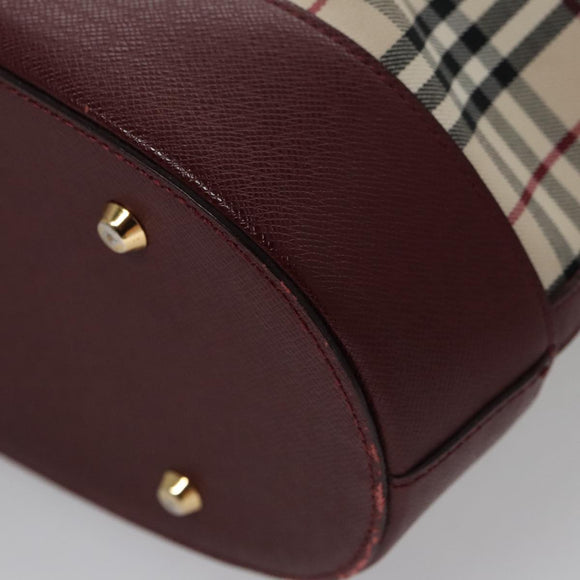 BURBERRY Nova Check Tote Bag Canvas Leather Gold Beige Auth 101946