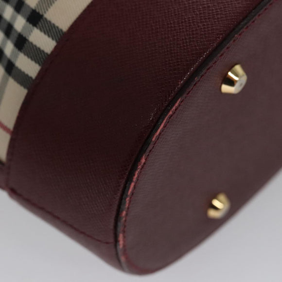 BURBERRY Nova Check Tote Bag Canvas Leather Gold Beige Auth 101946