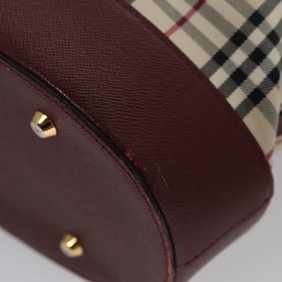 BURBERRY Nova Check Tote Bag Canvas Leather Gold Beige Auth 101946