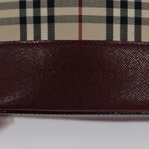 BURBERRY Nova Check Tote Bag Canvas Leather Gold Beige Auth 101946