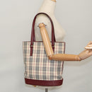 BURBERRY Nova Check Tote Bag Canvas Leather Gold Beige Auth 101946-27