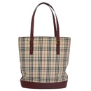 BURBERRY Nova Check Tote Bag Canvas Leather Gold Beige Auth 101946-2