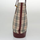 BURBERRY Nova Check Tote Bag Canvas Leather Gold Beige Auth 101946-3