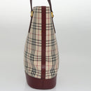 BURBERRY Nova Check Tote Bag Canvas Leather Gold Beige Auth 101946-4