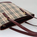 BURBERRY Nova Check Tote Bag Canvas Leather Gold Beige Auth 101946-6