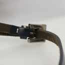 FENDI Zucchino Canvas Shoulder Bag Navy Silver Auth 101961-10