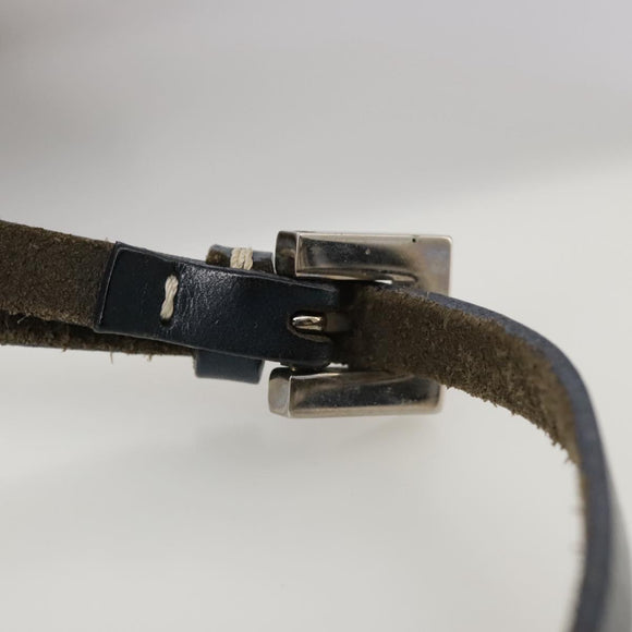 FENDI Zucchino Canvas Shoulder Bag Navy Silver Auth 101961