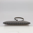 FENDI Zucchino Canvas Shoulder Bag Navy Silver Auth 101961-5