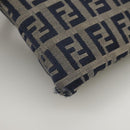 FENDI Zucchino Canvas Shoulder Bag Navy Silver Auth 101961-14