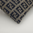 FENDI Zucchino Canvas Shoulder Bag Navy Silver Auth 101961-16