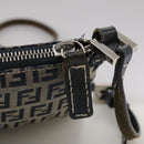 FENDI Zucchino Canvas Shoulder Bag Navy Silver Auth 101961-18