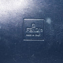 FENDI Zucchino Canvas Shoulder Bag Navy Silver Auth 101961-19