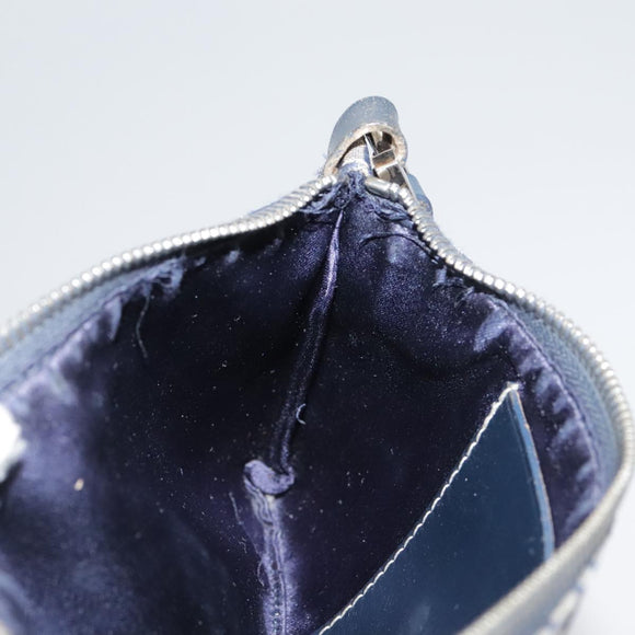 FENDI Zucchino Canvas Shoulder Bag Navy Silver Auth 101961