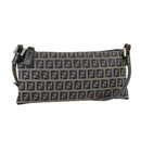 FENDI Zucchino Canvas Shoulder Bag Navy Silver Auth 101961-1
