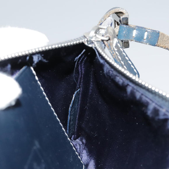 FENDI Zucchino Canvas Shoulder Bag Navy Silver Auth 101961