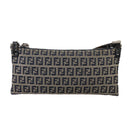 FENDI Zucchino Canvas Shoulder Bag Navy Silver Auth 101961-13
