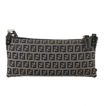 FENDI Zucchino Canvas Shoulder Bag Navy Silver Auth 101961 - 0