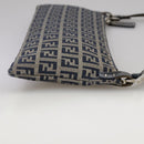 FENDI Zucchino Canvas Shoulder Bag Navy Silver Auth 101961-4